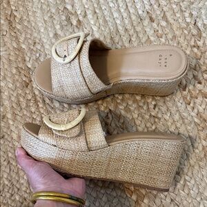 A New Day Beige Wedge Sandals